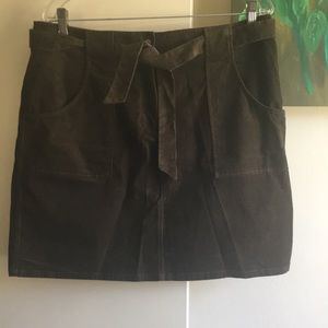Dark green corduroy mini skirt